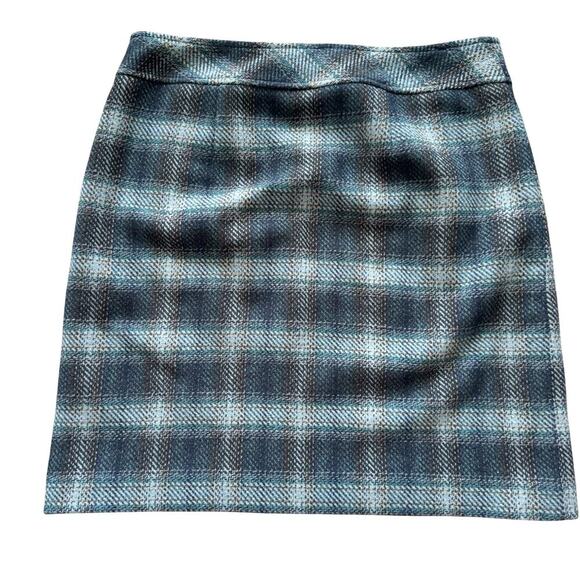Talbots Wool Blend Pencil Skirt Womens Sz 8 Blue Plaid short Professional Preppy - Picture 10 of 10